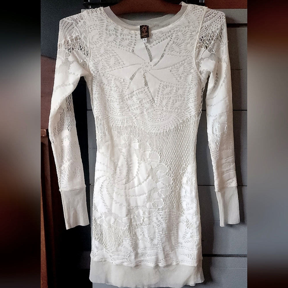 Archival Jean Paul Gaultier Soleil White Long Sleeve Bodycon Mini Dress